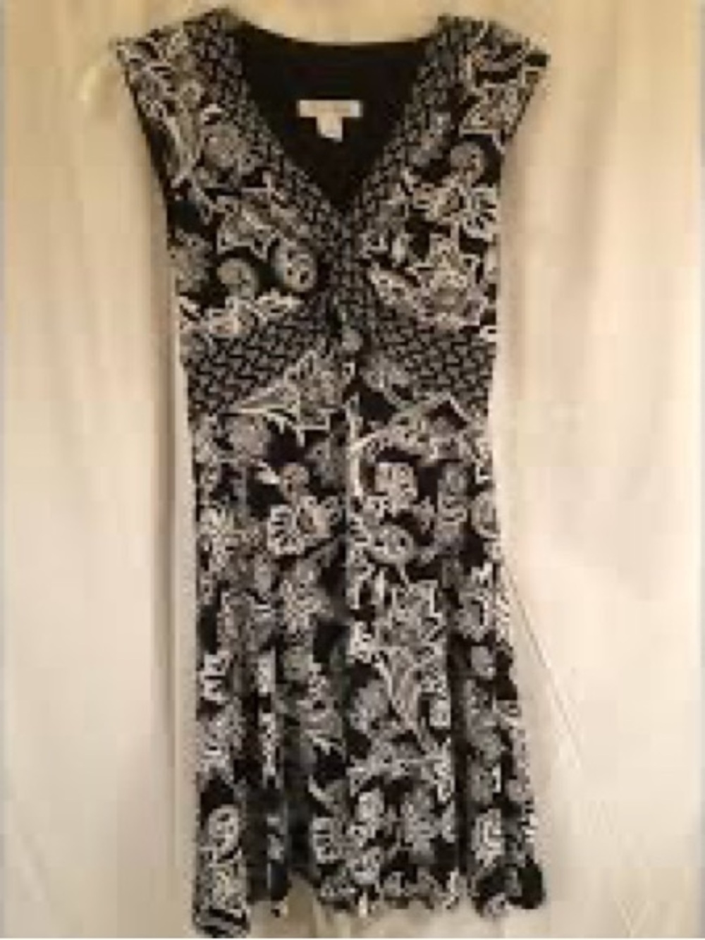 White House Black Market Black and White Floral Midi Dress